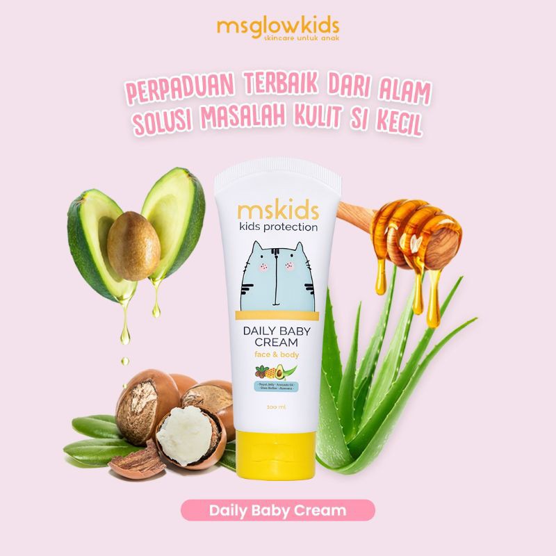 MS Glow Kids Daily Baby Cream|Cream Badan dan Wajah Untuk Anak2|100% Aman, Halal dan BPOM|