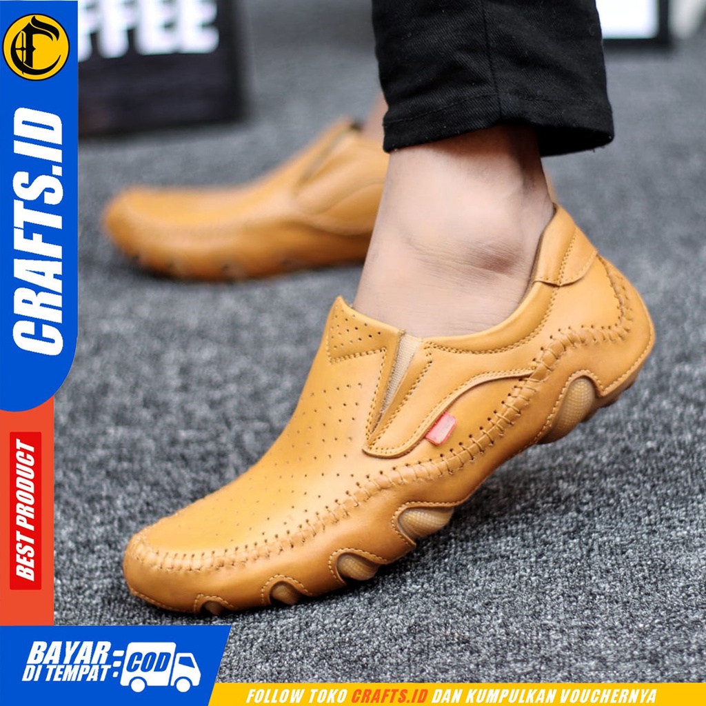 CRAFTS alien - Sepatu Pantofel Formal Kulit Asli Kerja Pria