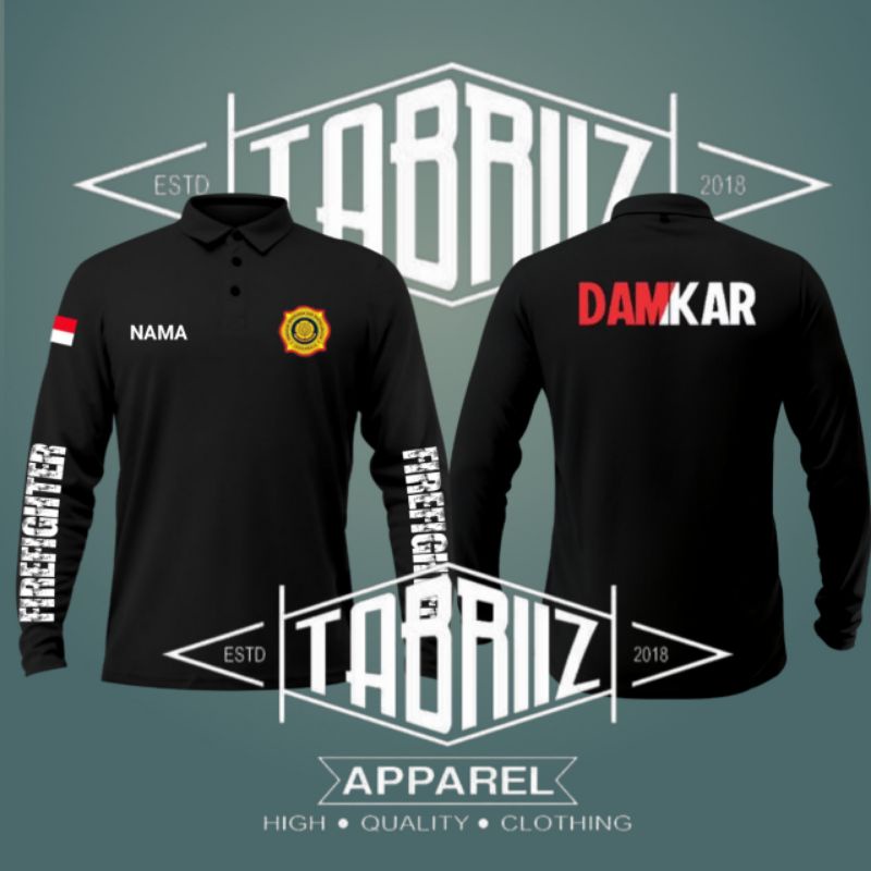 t-shirt kaos kerah POLO DAMKAR lengan panjang