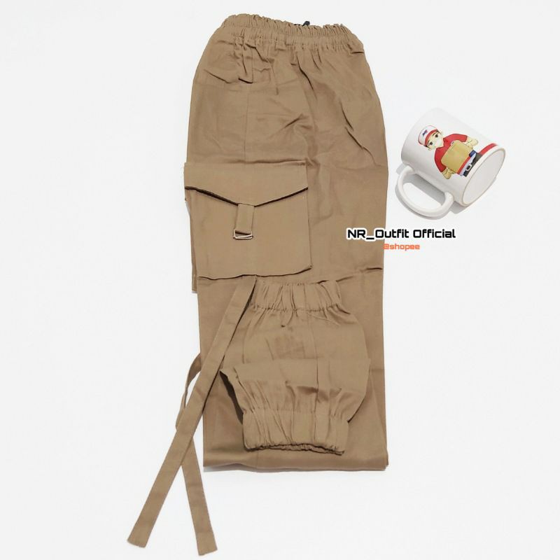 Jogger Cargo Pants Wanita Pinggang Full Karet Bahan Katun Twill Stretch Melar NR_Outfit Official COD