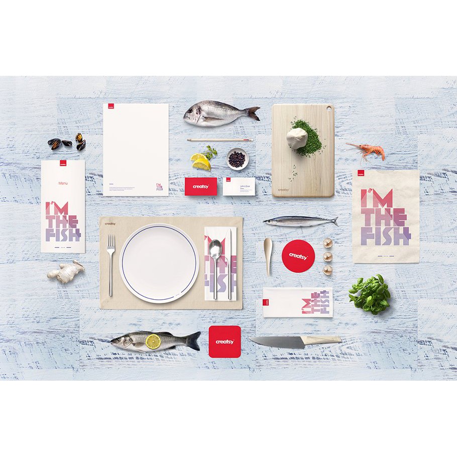 Seafood Restaurant Mockup Set - Photoshop