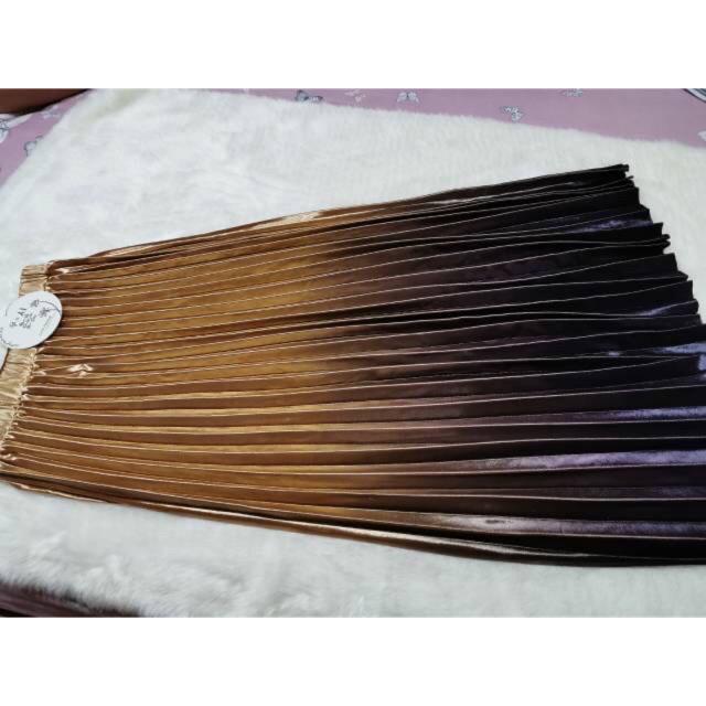 ( Bisa COD ) Rok Bludru velvet Super Gradasi/motif zigzag import Korea(panjang 90cm)-KUNING GRADASI PJG