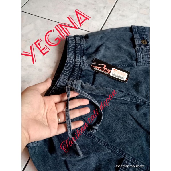 CELANA LUNA JEANS KANCING WANITA UKURAN STANDAR DAN JUMBO/CELANA BAGGYPANTS JEANS DEWASA FULL KARET PINGGANG ELASTIS