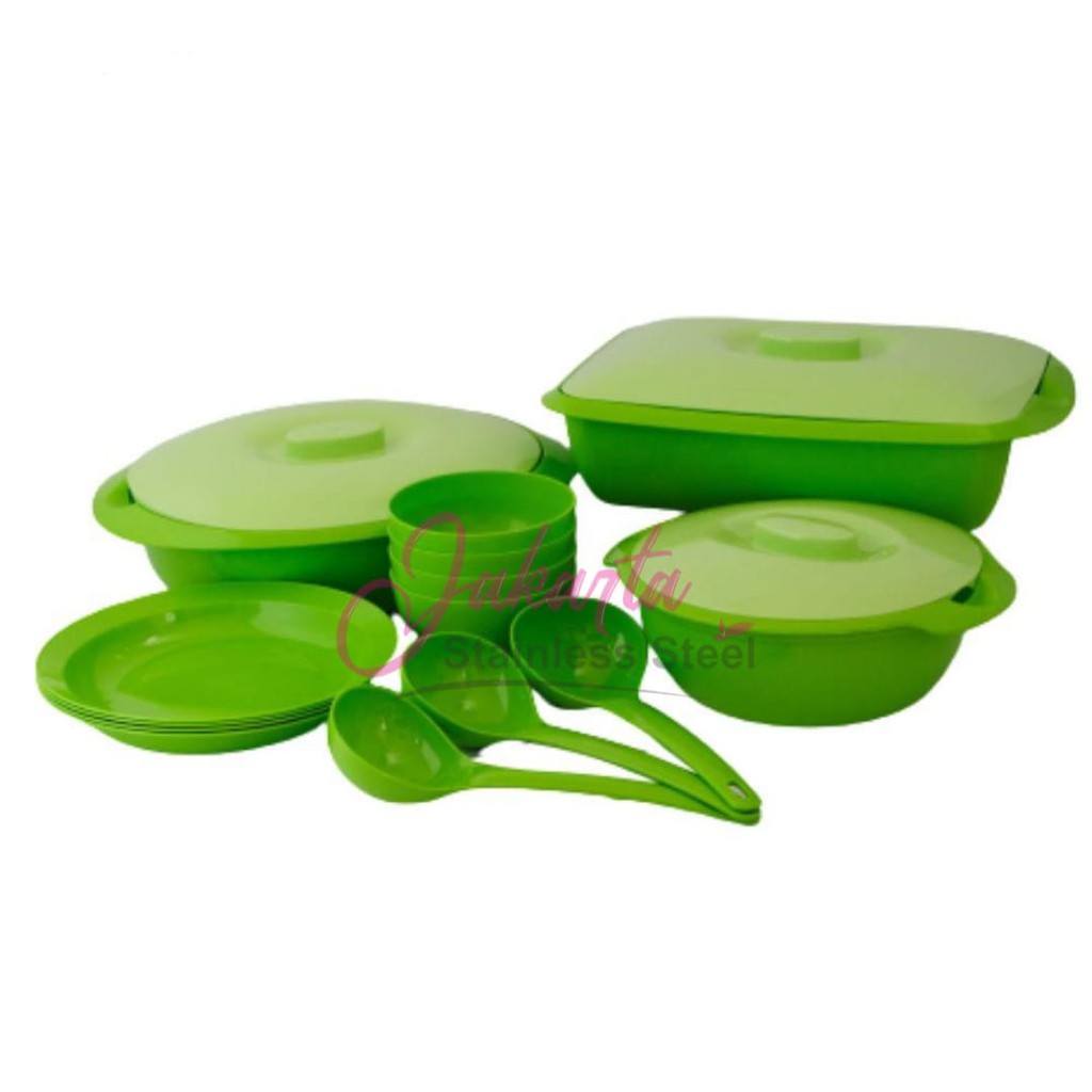 TEMPAT WADAH SAJI SAYUR LAUK PRASMANAN CHAFING DISH CALISTA ORCHID BASI SET ISI 11PCS BAHAN PLASTIK