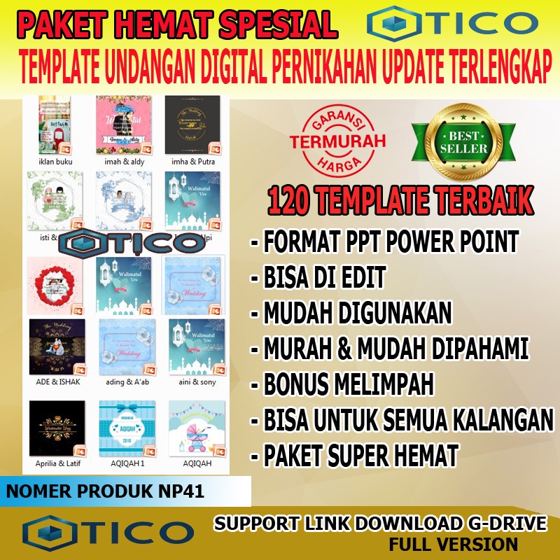 Paket Template Desain Undangan Digital Video PPT Power Point Design Usaha Percetakan Multimedia Termurah Terlaris NP41