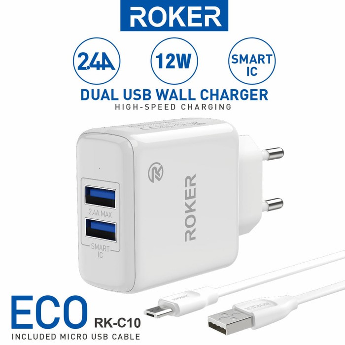 CHARGER - TC ROKER ECO 2.4A DUAL USB RK-C10