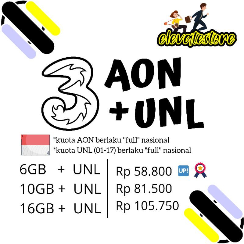 Injek Kuota Three Tri 3 Aon Unlimited Murah Cepat Shopee Indonesia