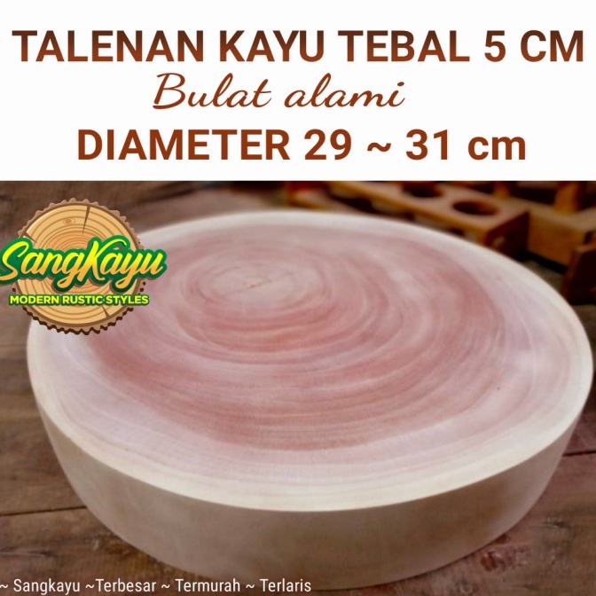 Talenan besar tebal 29-31 x 5 cm talenan daging talenan kayu bulat