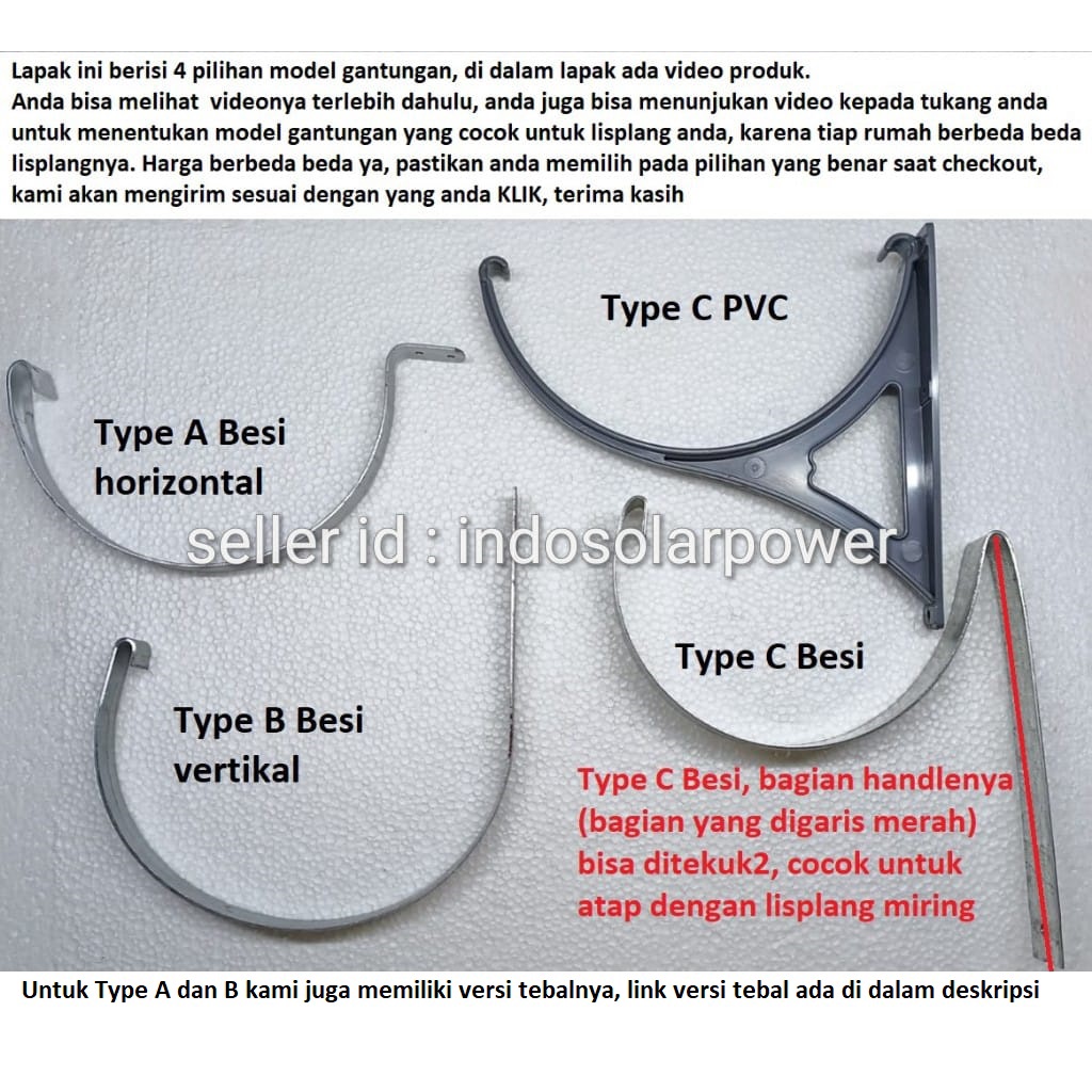 Aneka pilihan Gantungan diameter 6&quot; 6 inch 15 cm Langgeng Maspion clamp klem penjepit holder pegangan untuk talang setengah lingkar 水槽屋頂排水溝管道支架6寸架子 kanal gutter bracket