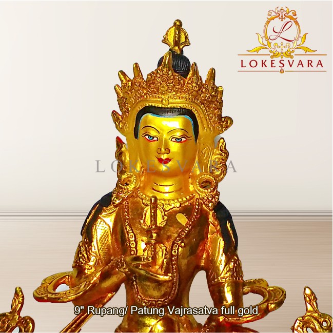 Patung Rupang Arca Logam Vajrasattva 9inch Full Gold