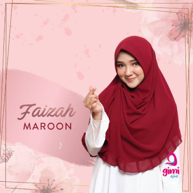 Faizah khimar maroon by gimi hijab / hijab syari / hijab instan