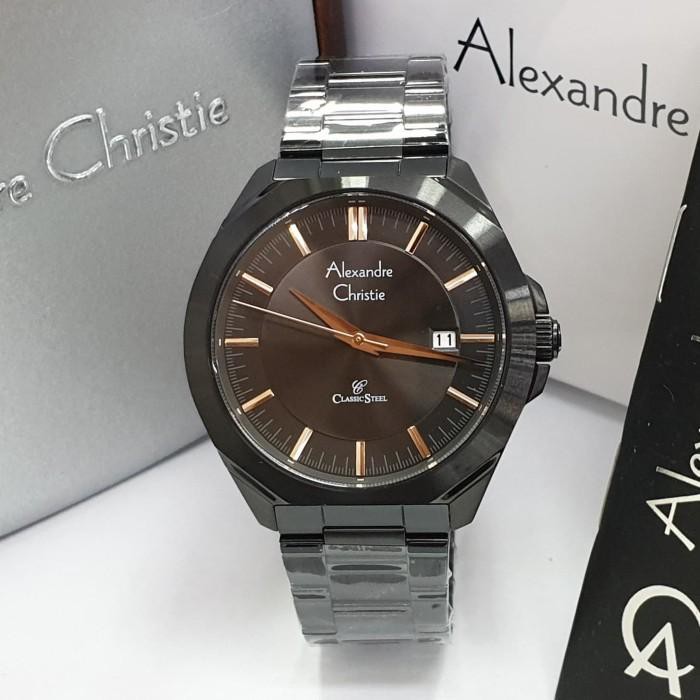 Jam Alexandre Christie Cowok AC 8596 Alexandre Christie AC8596 Fullblack Original