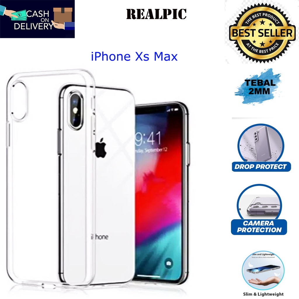 Case iPhone Xs Max Casing Clear HD KETEBALAN 2MM BENING TRANSPARAN TPU Premium Softcase