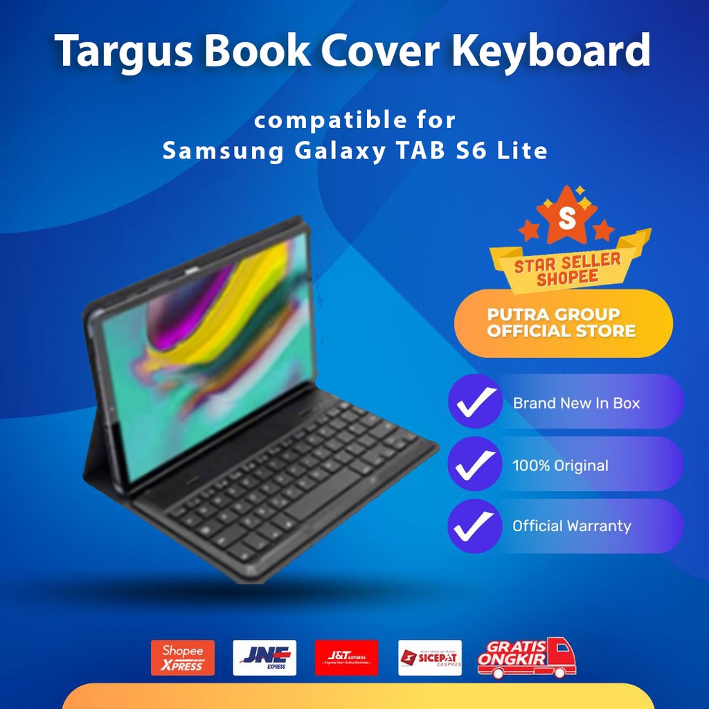 (RESMI) Targus BookCover Keyboard for Samsung Galaxy Tab S6 Lite Book Cover