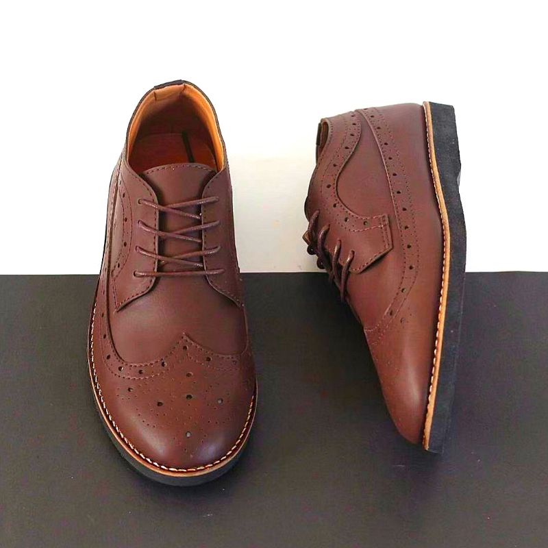 WOLF x SAGA| Sepatu wingtip pria kulit asli sepatu pantofel klasik Model Luiz