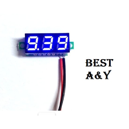 Digital Blue LED Display Voltmeter DC Tanpa Frame 2 kabel 4-30 V