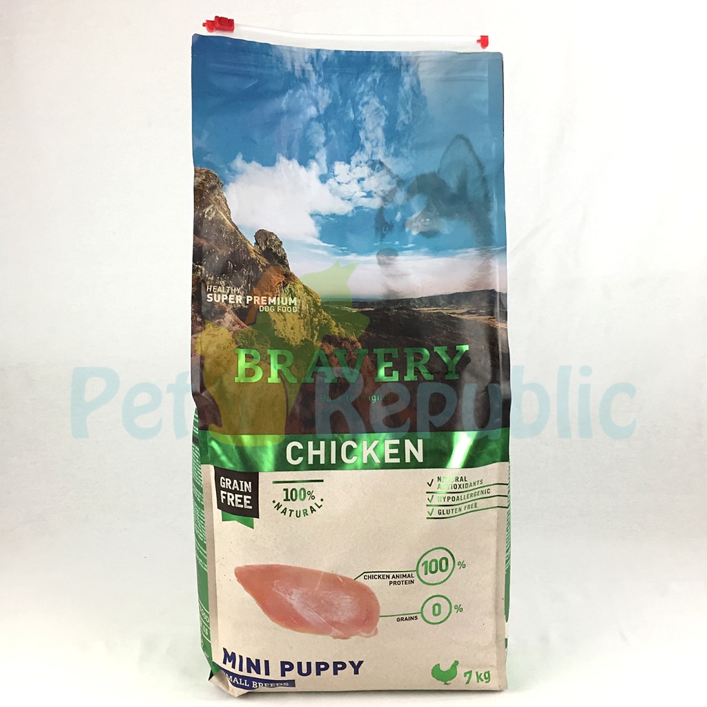 

BRAVERY Makanan Anakan Anjing Mini Puppy Chicken 7kg Grain Free
