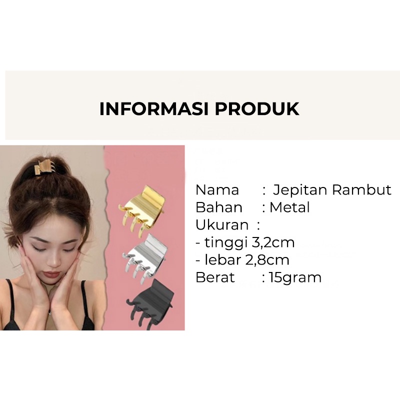 Jepit Rambut Jedai Korea Perempuan Dewasa Jepitan Badai Polos Bahan Metal Aksesoris Jepitan Rambut lucu AK202