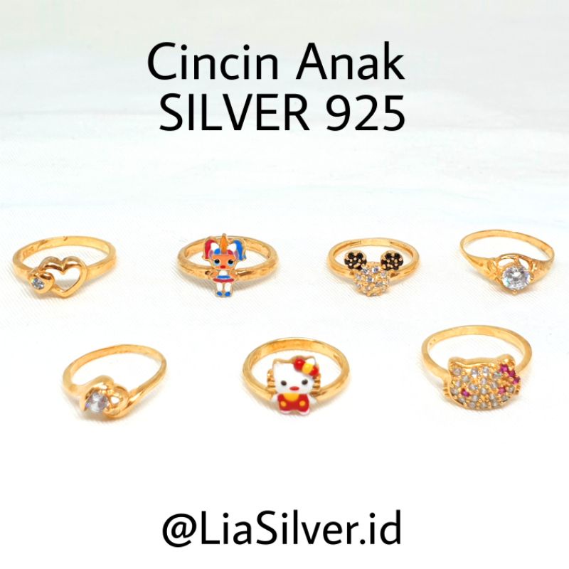 Cincin Anak SILVER 925 - Perak Lapis Emas Kuning