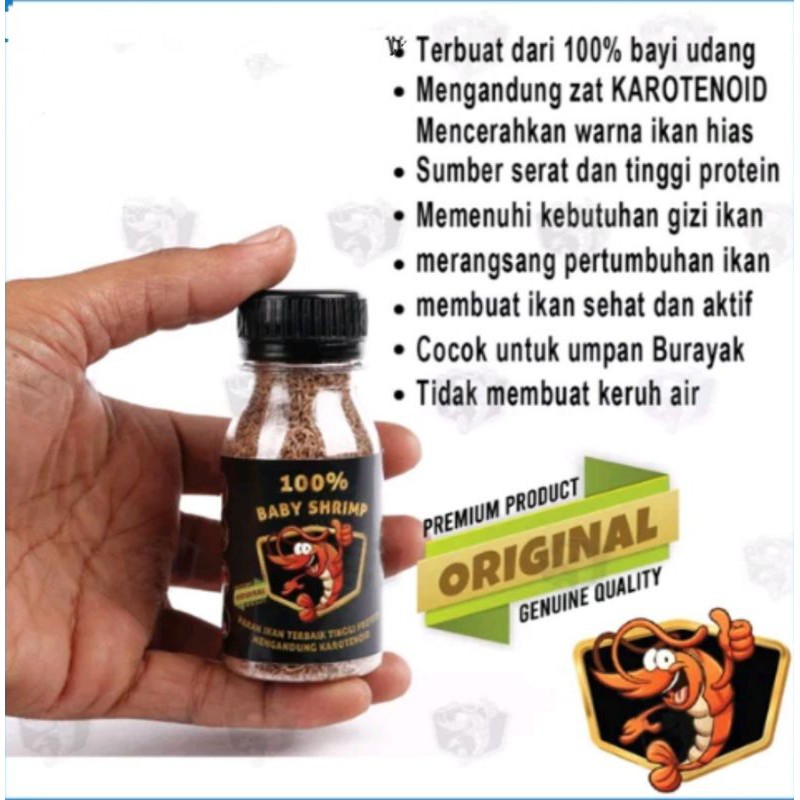 PAKAN CUPANG BABY SHRIMP ORIGINAL 100%udang murni pakan ikan cupang guppy,koi,koki,platy dan burayak