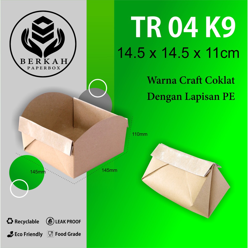 Tray Food Paper Tray Bungkus Nasi (TR4K9-14.5X14.5X8 Cm)