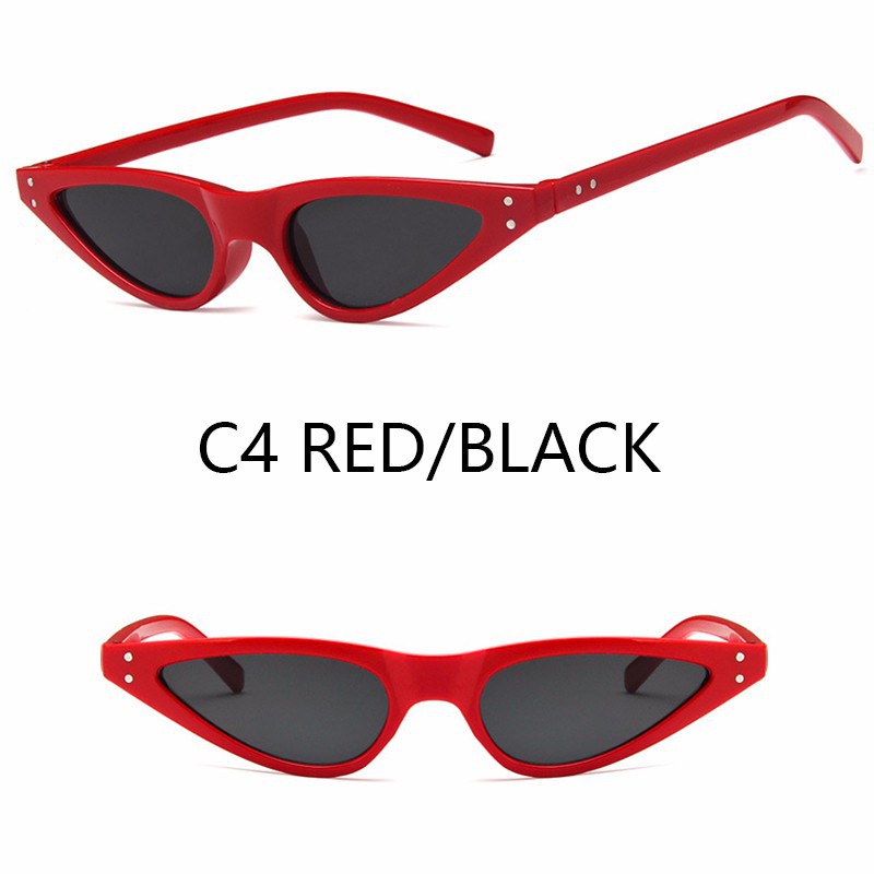 (YUZHU) Kacamata Hitam Vintage Cat Eye Small Sunglasses Drop Shape Women/Men Retro Sun Glasses