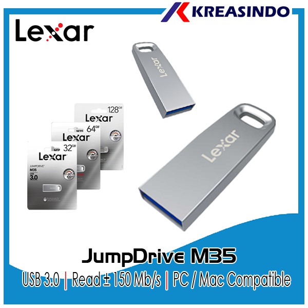 Lexar Flashdisk Jumpdrive M35 USB 3.0 32GB 64GB 128GB 256GB Garansi Resmi