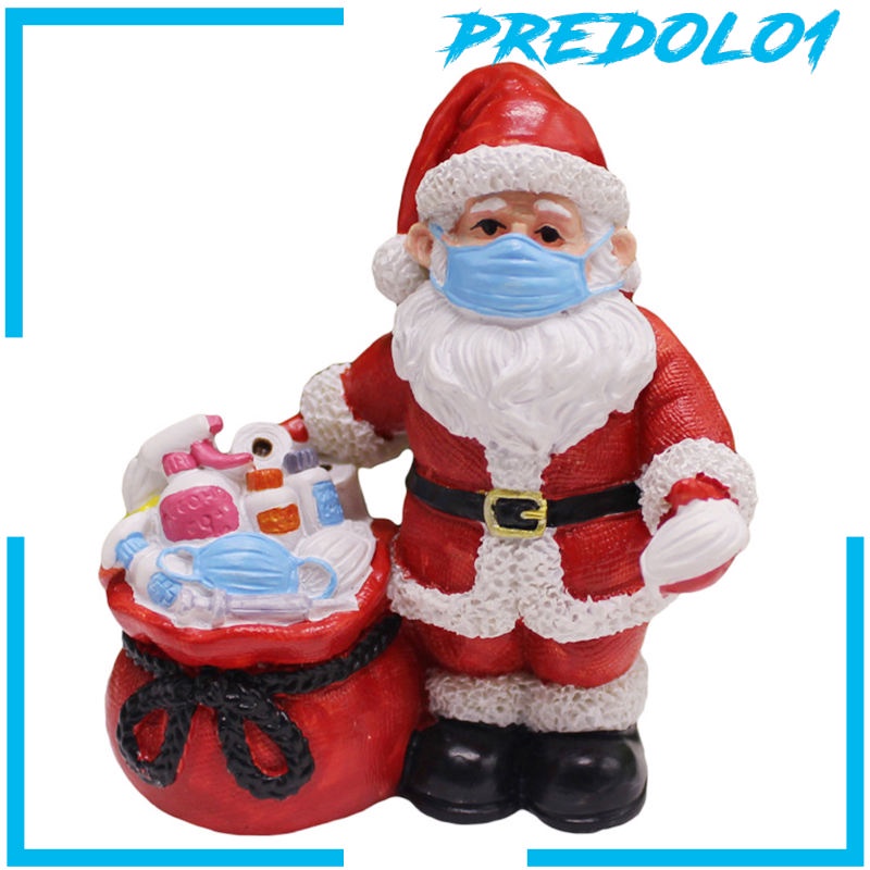 [PREDOLO1] Santa Claus Wearing Face Mask Ornament Decor Indoor Table Statue