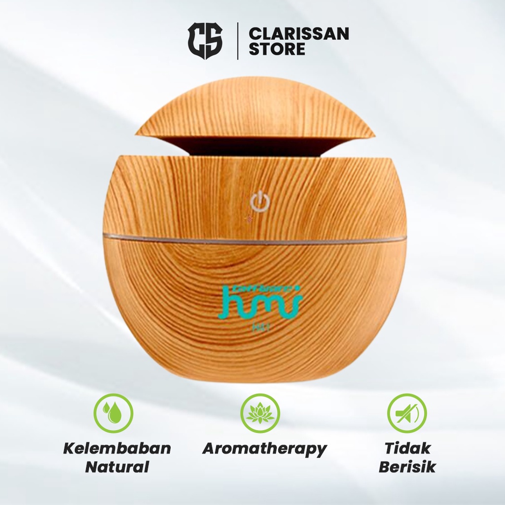 Bayar Ditempat Humidifier Aromatherapy Air Desain Kayu Taffware + Essential Oil