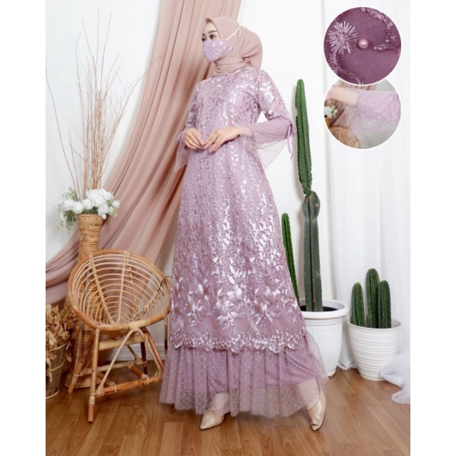 Cod produk original gamis tulle mix tutu//gamis kondangan//gamis pesta//gamis terlaris