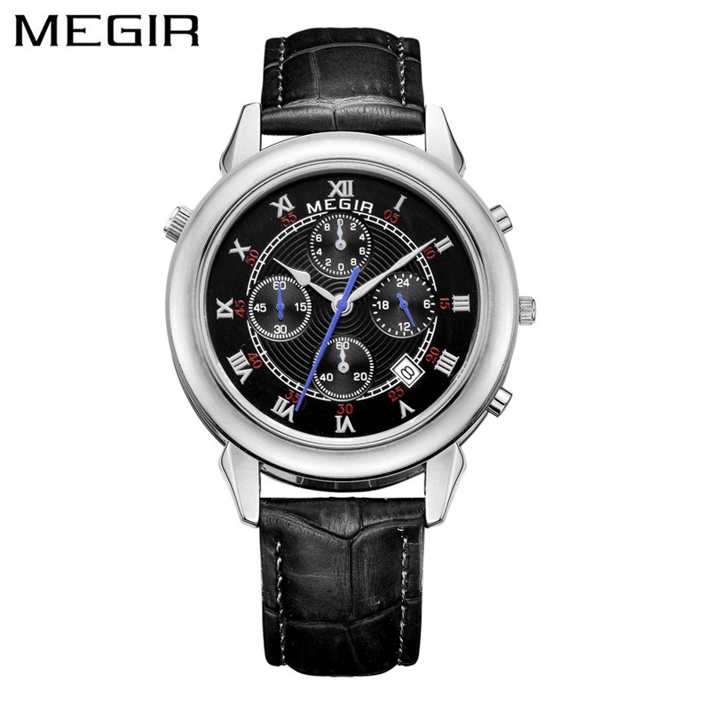 MEGIR 2013 Jam Tangan Pria Analog Chronograph Tali Kulit WATCHKITE WKOS