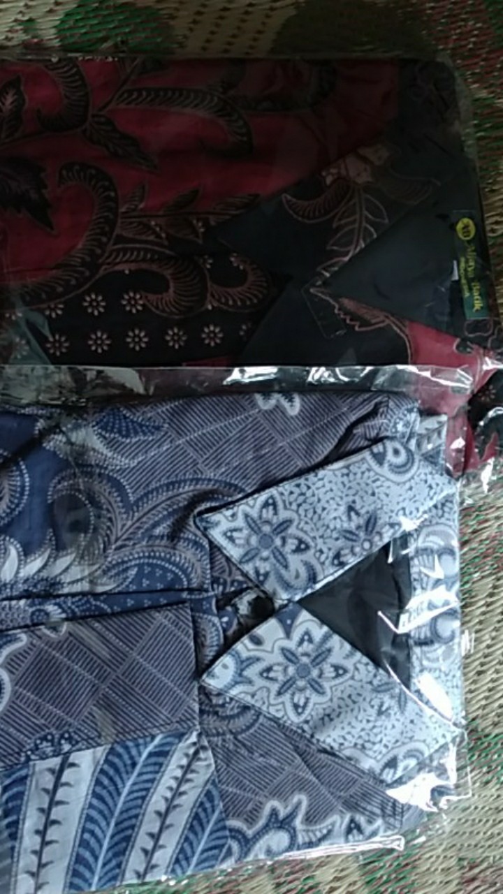 Kemeja Batik Modern Banyu Biru Ful Furing Katun Halus Premium Size Lengkap
