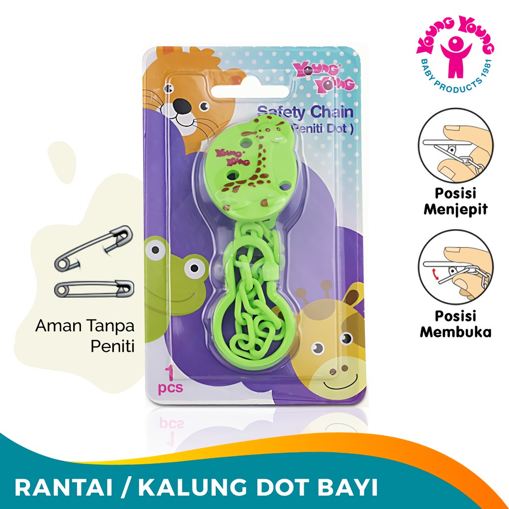 Young Young Peniti Dot Model Jepit Jerapah Bebas Bahan Kimia Safety Chain Gantungan Empeng IL-210