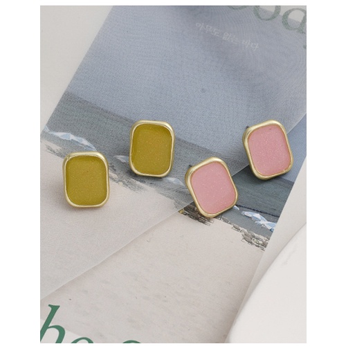 LRC Anting Tusuk Fashion Square Irregular Drip Glaze Alloy P2786X