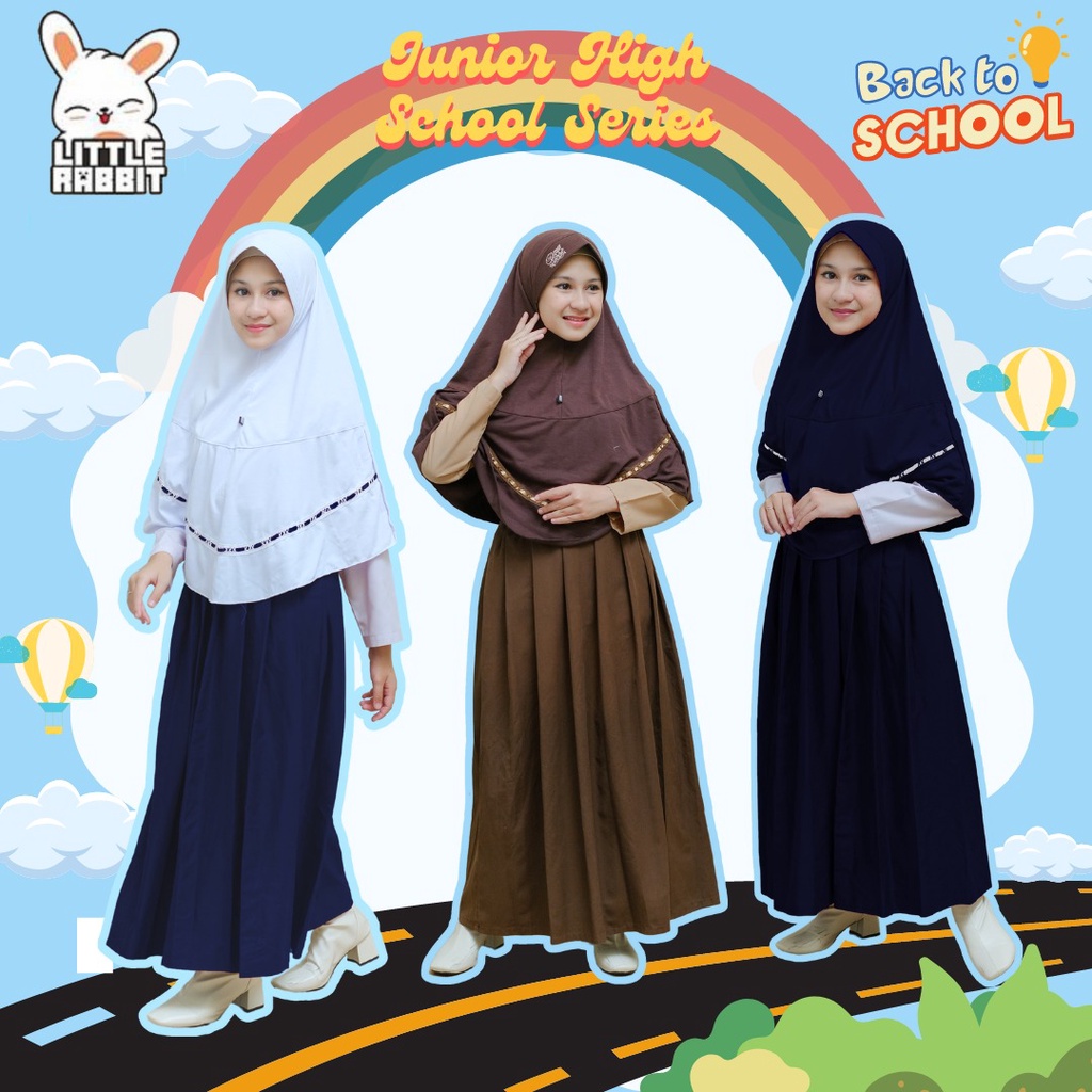 Kerudung Anak SMP Perempuan Set Warna Putih Biru Coklat Hijab Sekolah Remaja