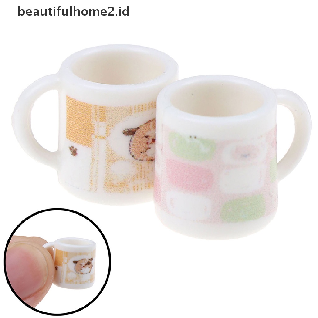 (Beautifulhome2) Buku Literatur Bahasa MandarinId 2pcs Miniatur Cangkir Kopi / Teh Skala 1: 12 Untuk Dekorasi Rumah Boneka