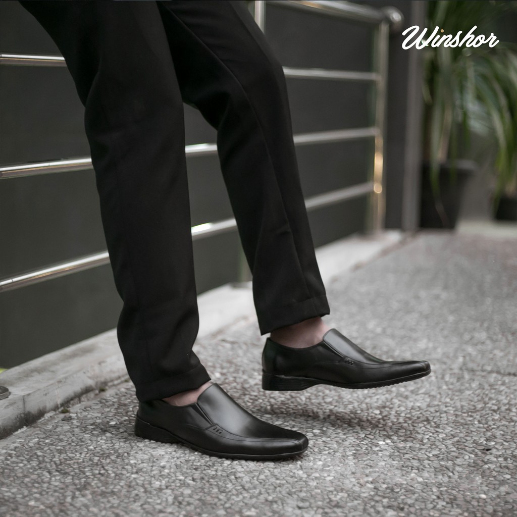 Sepatu Pantofel Pria Slip on - Winshor - 7808 - Benedict - Black