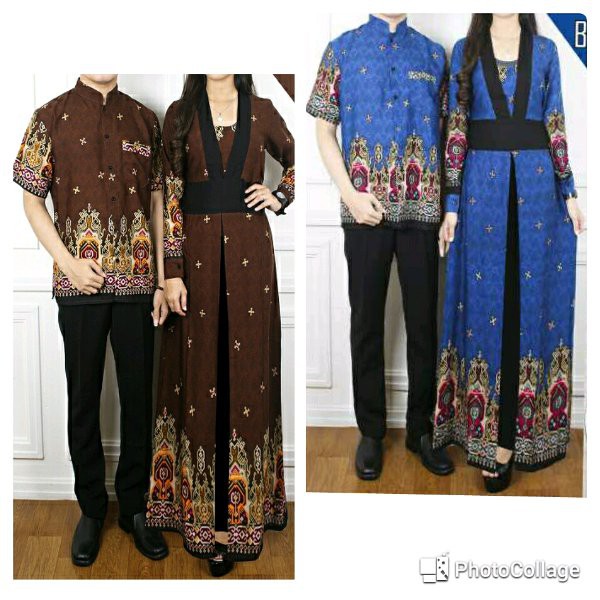 at cp cindi biru coklat couple batik sepasang dress maxi gamis syari gaun pesta kemeja pria Katun