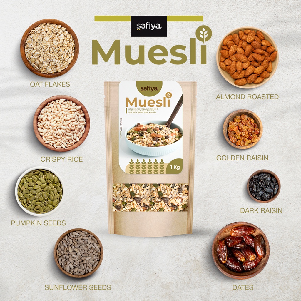 Muesli Fruit and Seed 1 Kg Sereal Sehat Authentic Safiya Food