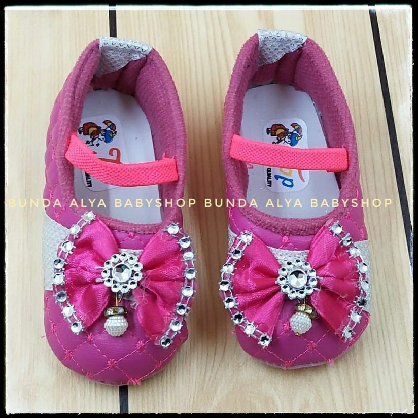 Sepatu Bayi Perempuan Pita PINK TUA- Prewalker Baby Girl - PW Bayi - Sepatu Bayi Alas Lembut SALE