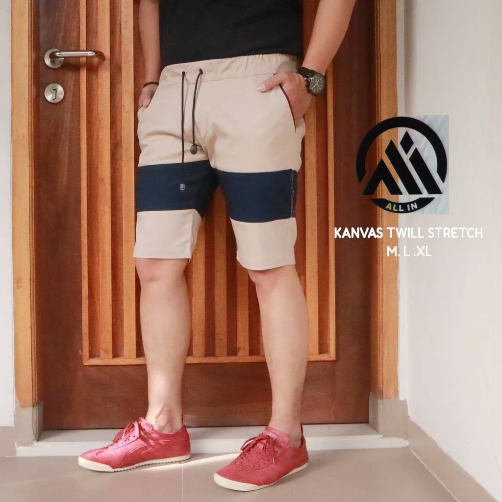 YANG LAGI HITS Celana Chino Pendek Pria *(CREAM)* Loreng Ufc Venum Mma Pantai Gym Lari Fitnes