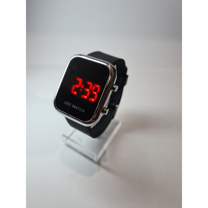 Jam Led watch 1271 original free gift box-Black silver