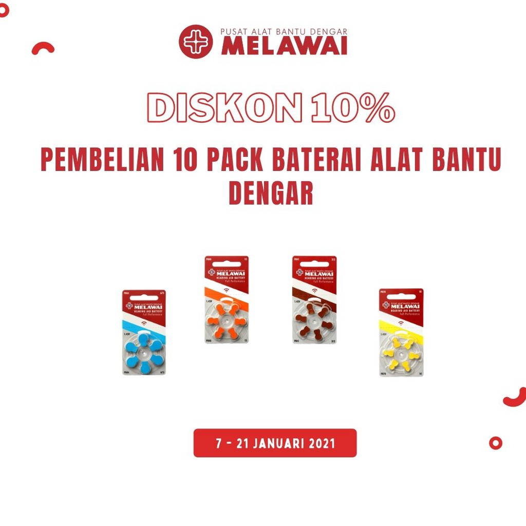 PROMO 10 Pack Baterai Alat Bantu Dengar Melawai