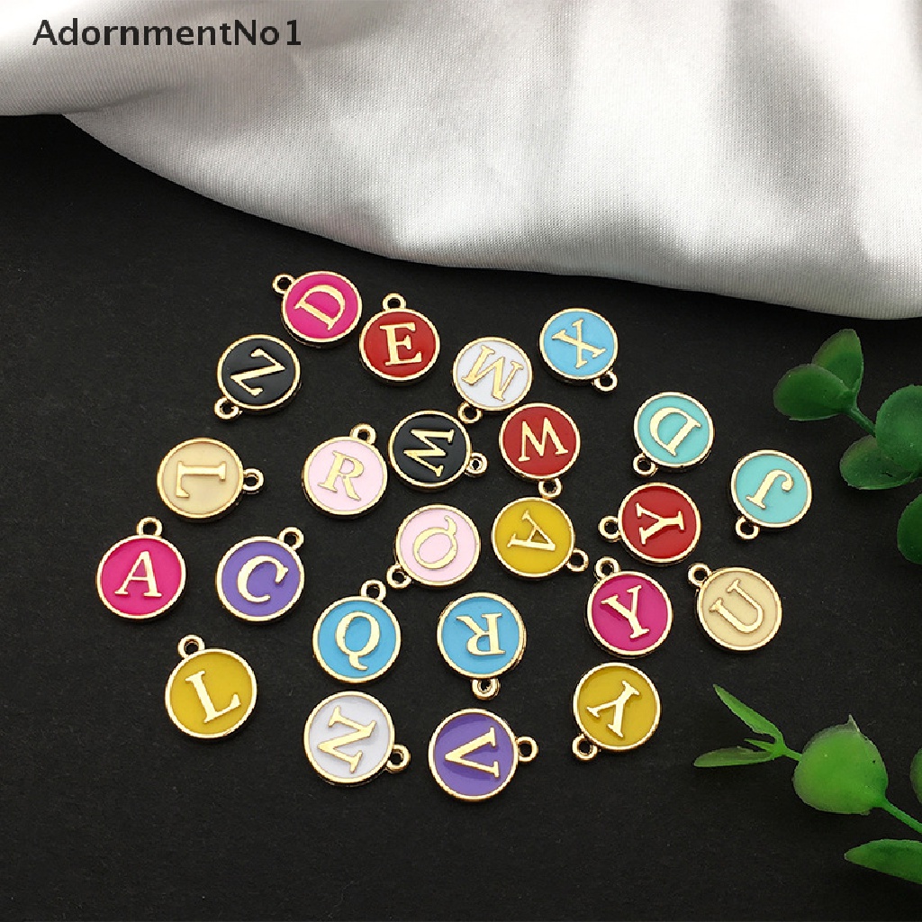 (AdornmentNo1) (26Pcs / Set) 15x12mm Liontin Huruf Alfabet Inggris Bahan Enamel Untuk DIY Charms