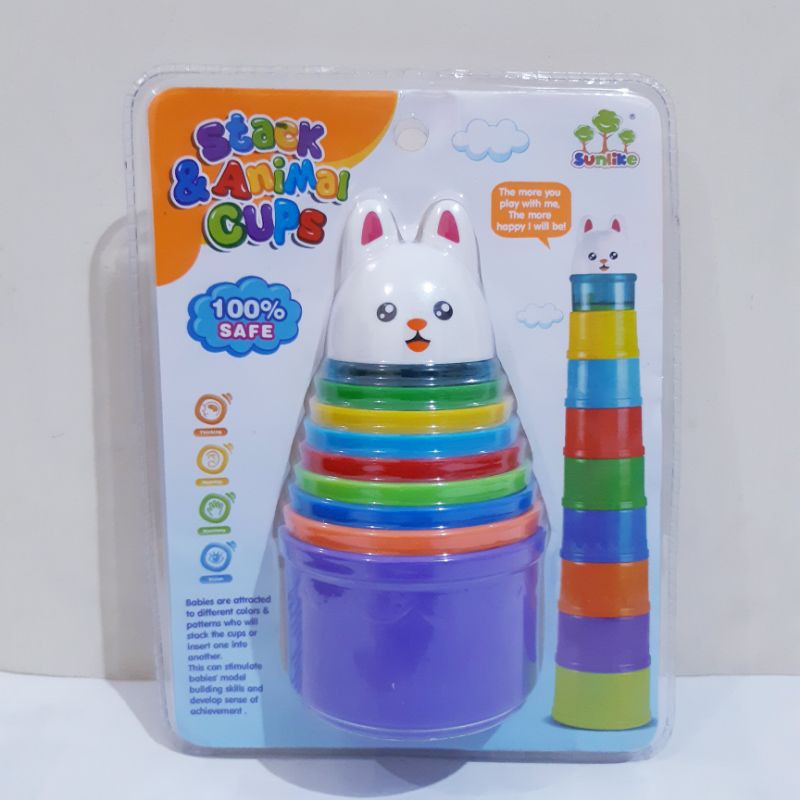 Mainan Gelas Susun Edukatif - Animal Cup Toys Anak Bayi Edukasi