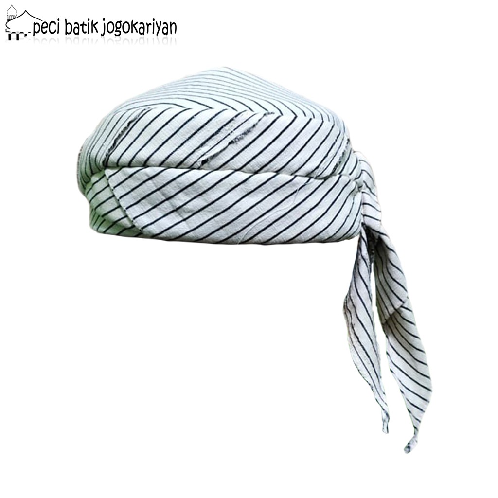 Peci Batik Jogokariyan Asli Motif Lurik Putih Kopeah Songkok Kain Batik Jogokaryan Jogja