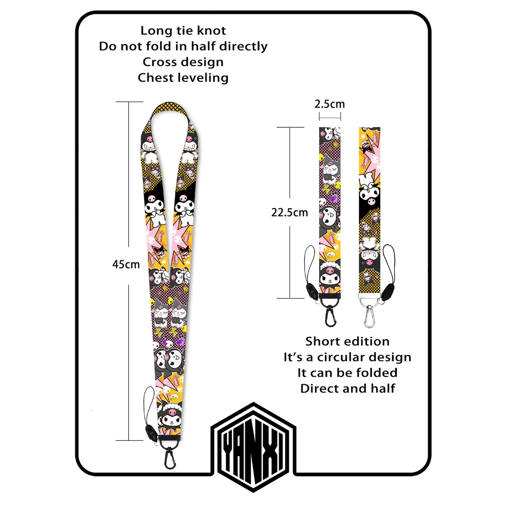 Kuromi kuromi Tali lanyard Panjang Motif Kartun Untuk Gantungan Kunci / Handphone