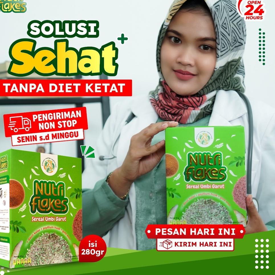 

yrfh Nutriflakes - Original Sereal Umbi Garut Solusi Atasi Asam Lambung Maag Kronis Gerd Suplemen Makanan Diet Isi 280gr ☂➻ ・