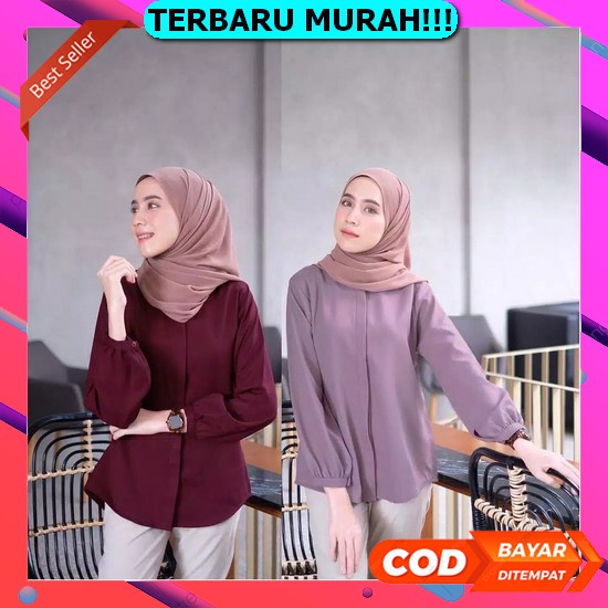 Kemeja Branded Cardinal Baju Kerja Blouse Flanel Hem M7A9 Oversize Lengan Pendek Lengan Panjang Moti