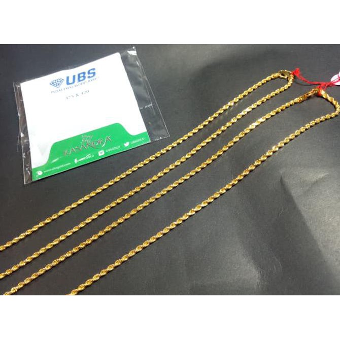 Kalung Emas Kuning Rantai Model Tambang Perhiasan Mas 420 Ubs Gold Ori A40 Promo